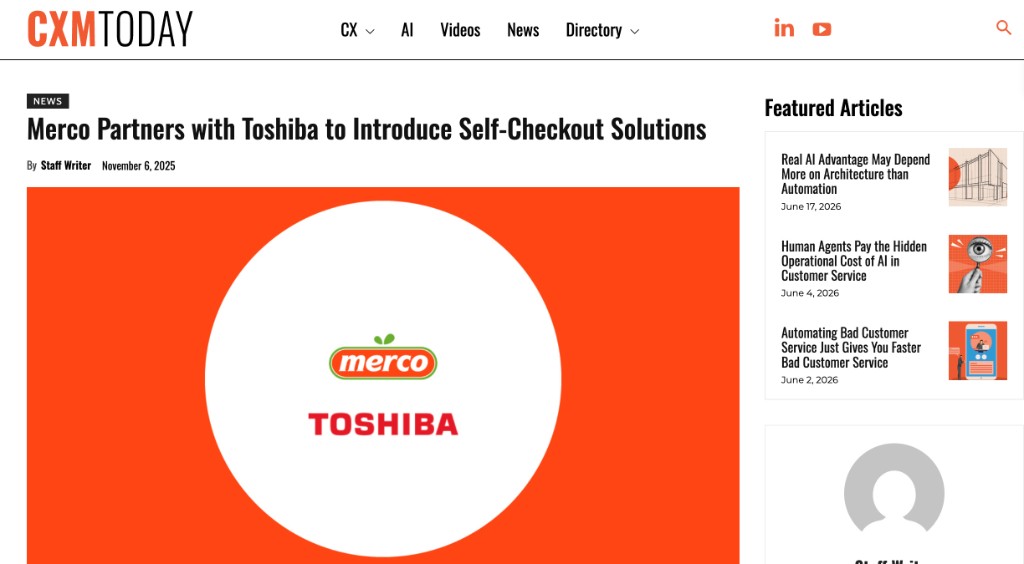 CXM Today: Merco Partners with Toshiba to Introduce Self-Checkout Solutions