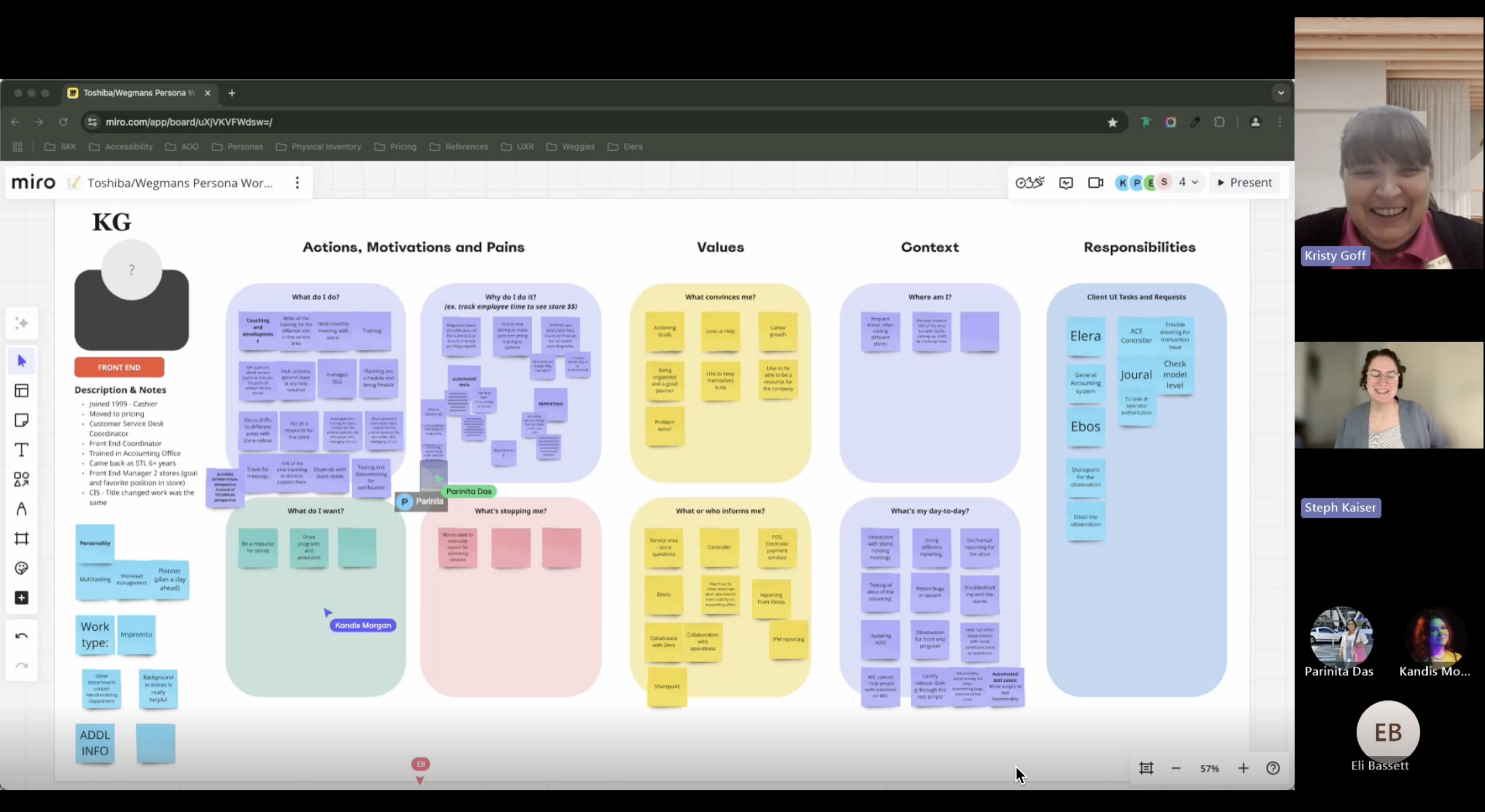 Miro board synthesizing user interview insights into a persona